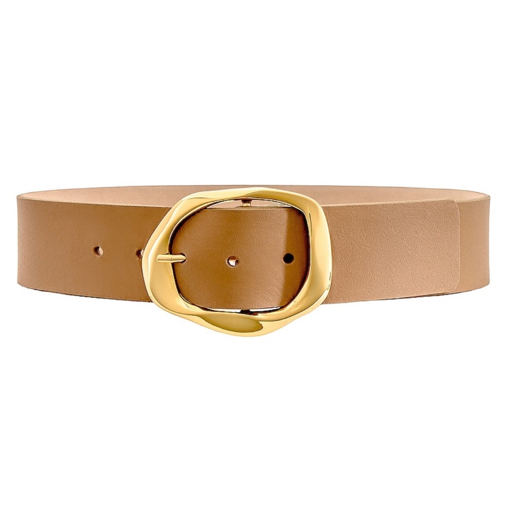 B-Low the Belt Edmond waist belt, Tan with Gold Buckle, size small